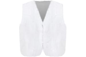 Girls Vest Coat White Faux Fur Button Sleeveless Jacket Christmas Outerwear Winter Size 5-12 Years