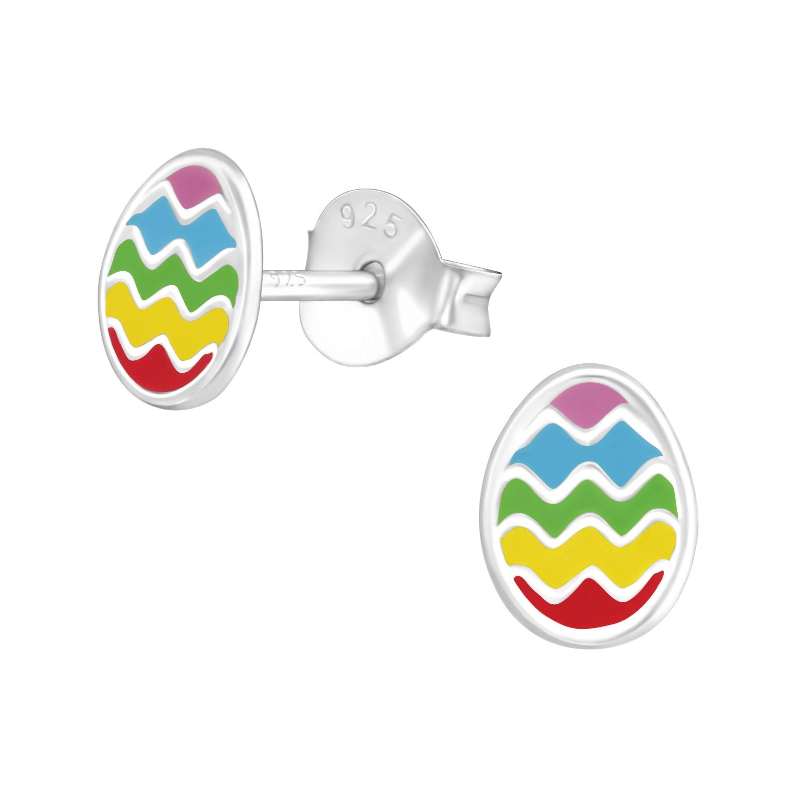 Easter Egg Earrings Sterling Silver Rainbow Colour