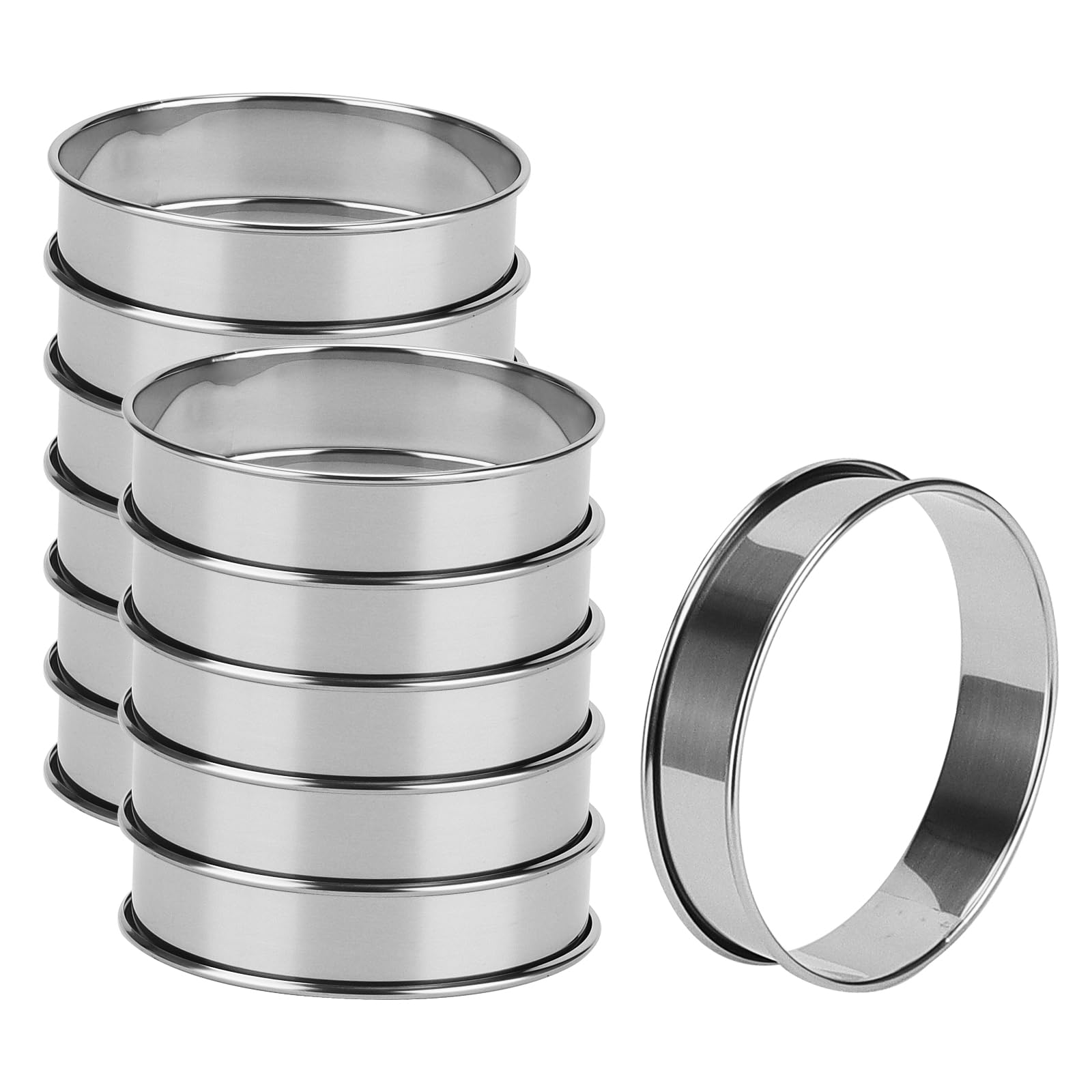 JAPCHET 12 PCS 4inch/10cm Crumpet Rings, Mousse Cake Muffin Rings for Kitchen Backing