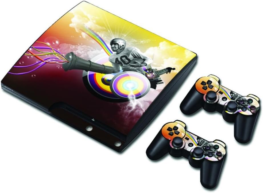 Sony Playstation 3 PS3 Slim Skin Sticker Full Body Wrap Plus Two Matching Controller Skins Protects From Scratches Vinyl Decal Football Chaotic Fantasy