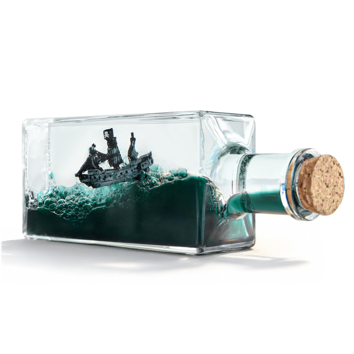 MikaMax Cruise Ship Fluid Drift – unsinkable ship in liquid bottle, pirate ship model in floating bottle, onsincable pirate ship, creative room decoration