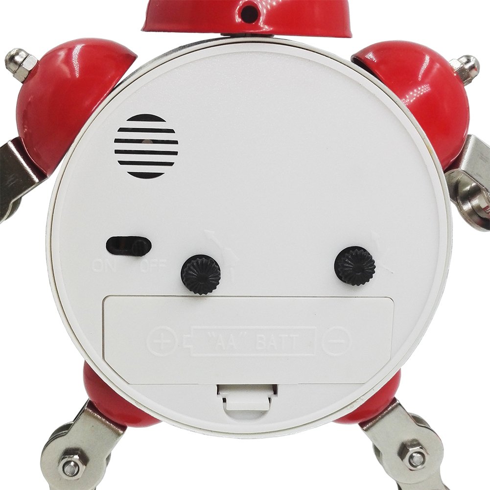Gigibon Alarm Clock Robot, Kids Gift Cute&Fun, Battery-operated,to Move/Twist Legs & Arms for Many Poses, Gift to Children (1, Red)