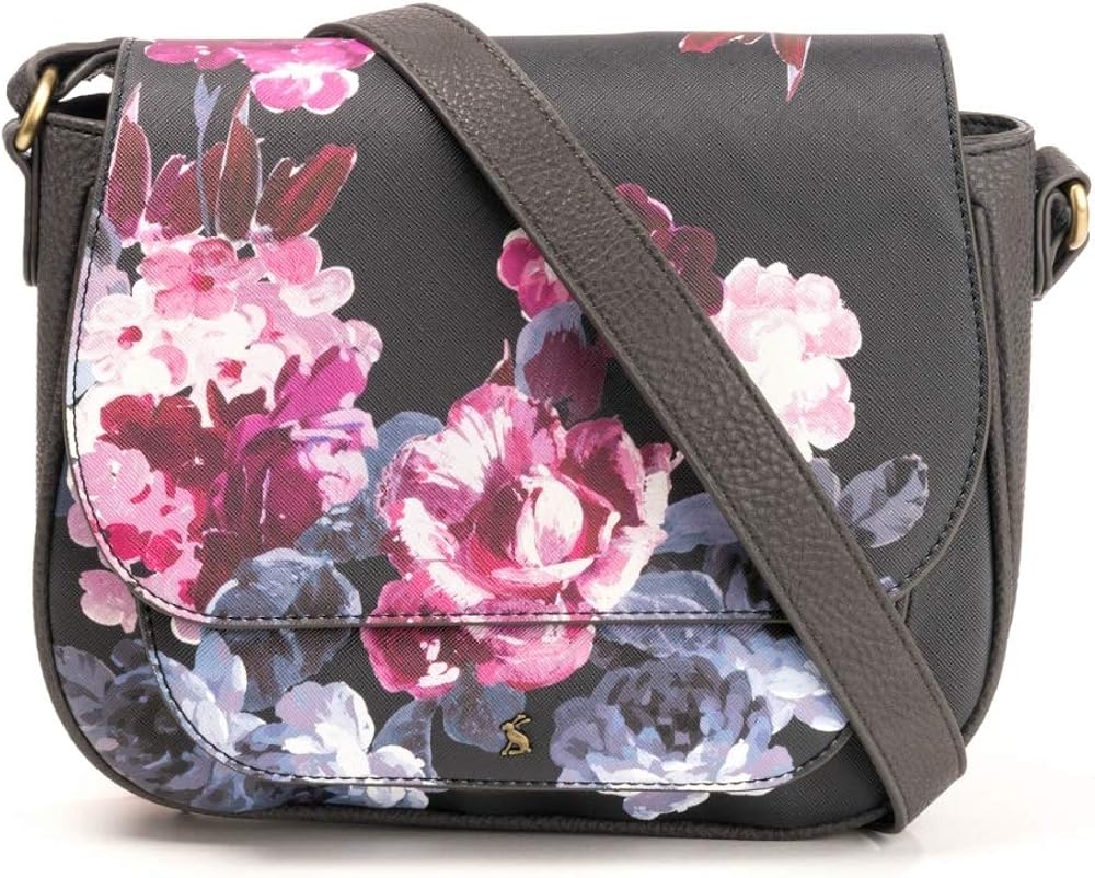 JOULES Black Winter Floral DARBY Canvas Saddle Bag Amazon.co.uk Clothing
