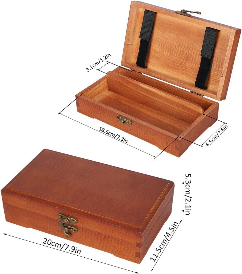Wooden Pencil Box, Wooden Box with Hinged Lid, Solid Wood Sketch Box for Storing Children's Stationery 20 x 11.5 x 5.3 cm - Image 3