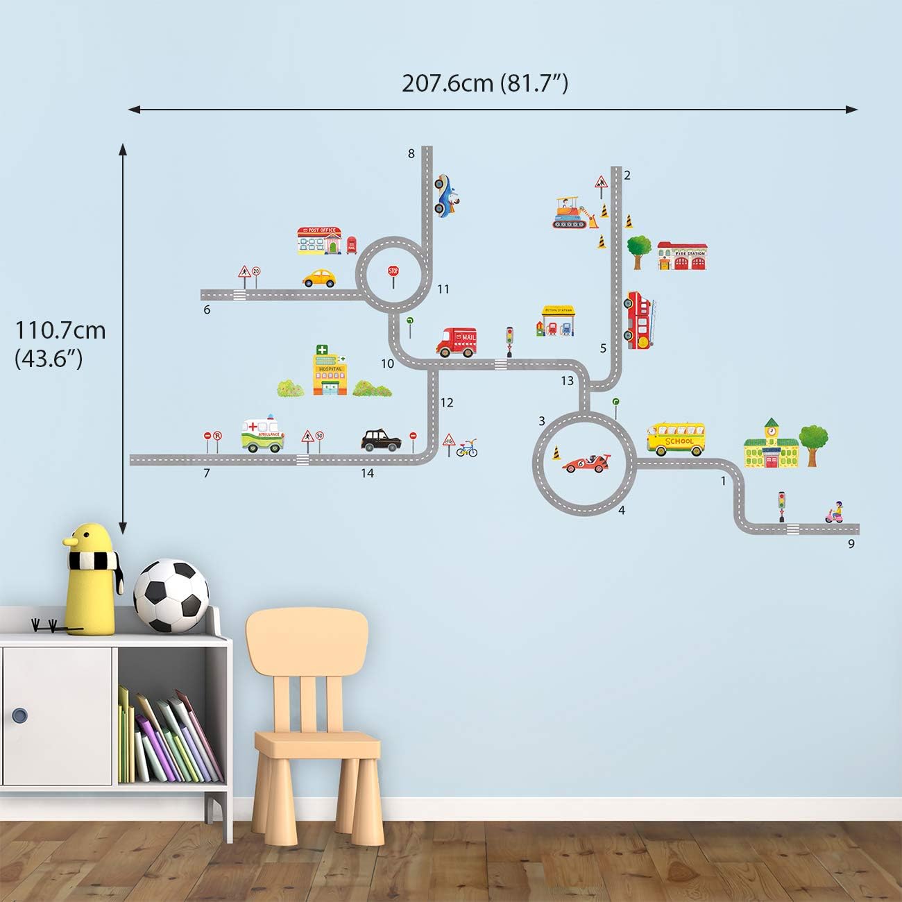 DECOWALL Kids Transport Wall Stickers - Cars Trucks Trains Road Play Wall Decals for Nursery Bedroom Playroom Decor (SG3-1404P1405) - Image 3