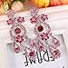 EVER FAITH Austrian Crystal Art Deco Prom Jewelry Flower Vase Chandelier Pierced Dangle Earrings Pink Silver-Tone