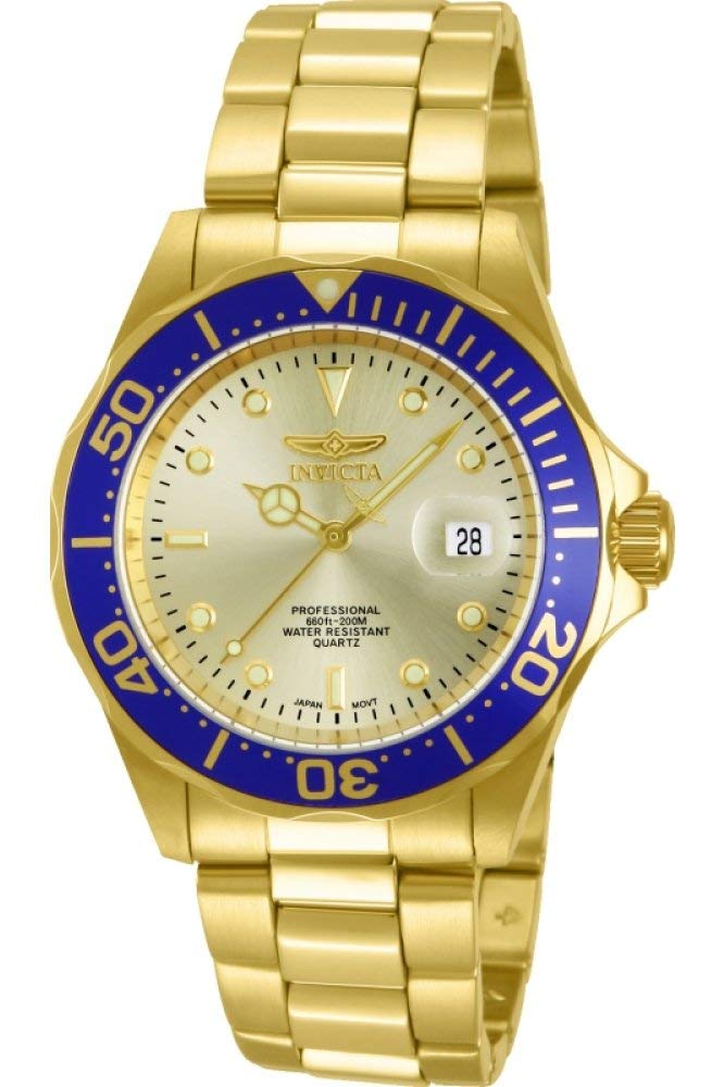 Invicta Men's 14124 Pro Diver Gold Dial 18k Gold IonPlated Stainless