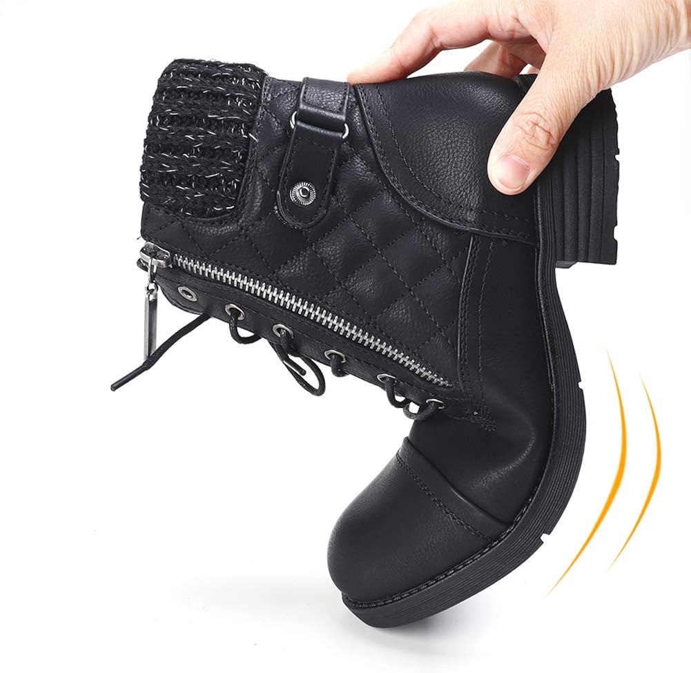 STQ Womens Combat Boots Lace up Ankle Booties Outdoor Snow Boots