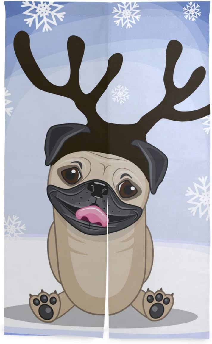Amazon Miscery 間仕切りカーテン クリスマスイラスト漫画パグ犬の角 シンプルなデザインファッション 喫茶店 居酒屋 飾り仕切り付け装飾伸縮ポールを与える カーテン ブラインド オンライン通販 Amazon Miscery 間仕切りカーテン クリスマスイラスト漫画パグ犬の角 シンプルなデザインファッション 喫茶店 居酒屋 飾り仕切り付け装飾伸縮ポールを与える カーテン ブラインド オンライン通販