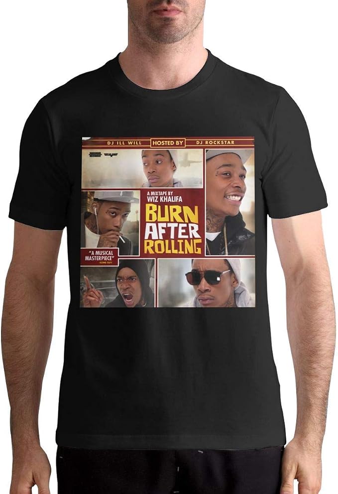 Amazon Com Wiz Khalifa Burn After Rolling Men S T Shirt Design Leisure Short Sleeve T Shirts Clothing amazon com