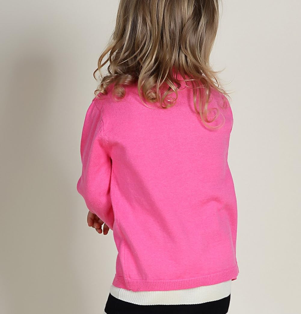 RJXDLT Girls Crewneck Cardigan Long Sleeve Children Button Cotton Sweater Uniform Sweaters for Little Girls: Clothing