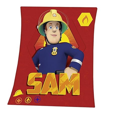 Whitehouse Sam | Decke Fleece | 130 x 160 cm | Feuerwehrmann Sam | Kinder Kuscheldecke