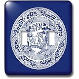 3dRoselsp_220439_2 Willow Pattern in Delft Blue and White Double Toggle Switch, Multicolor