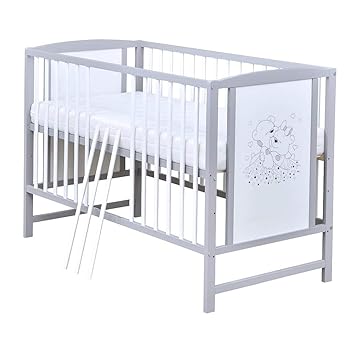 Baby Delux Babybett Kinderbett Gitterbett Barchen 120x60 Weiss Grau Mit Matratze Amazon De Baby