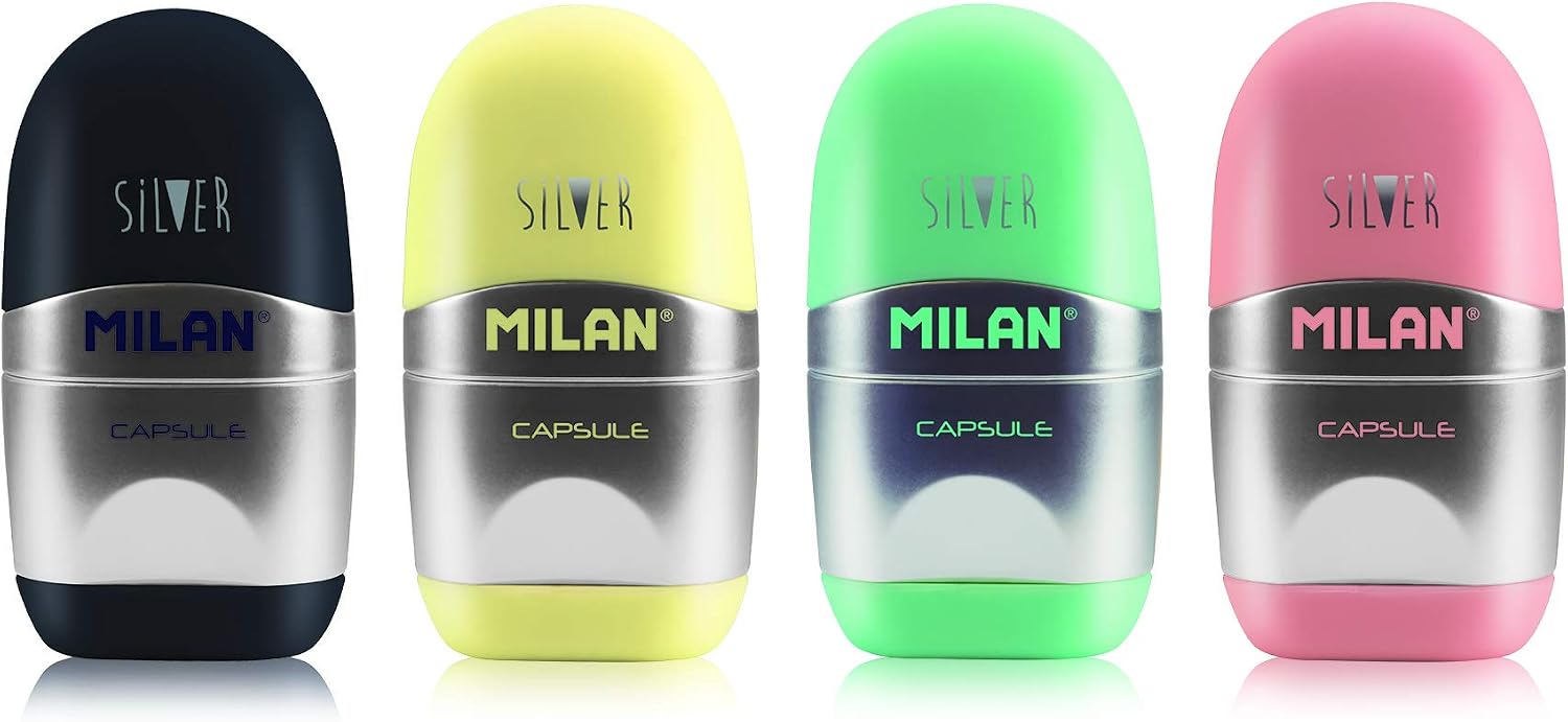 Milan Blister afilaborra Capsule Silver + 2 gomas de recambio, White - Image 4
