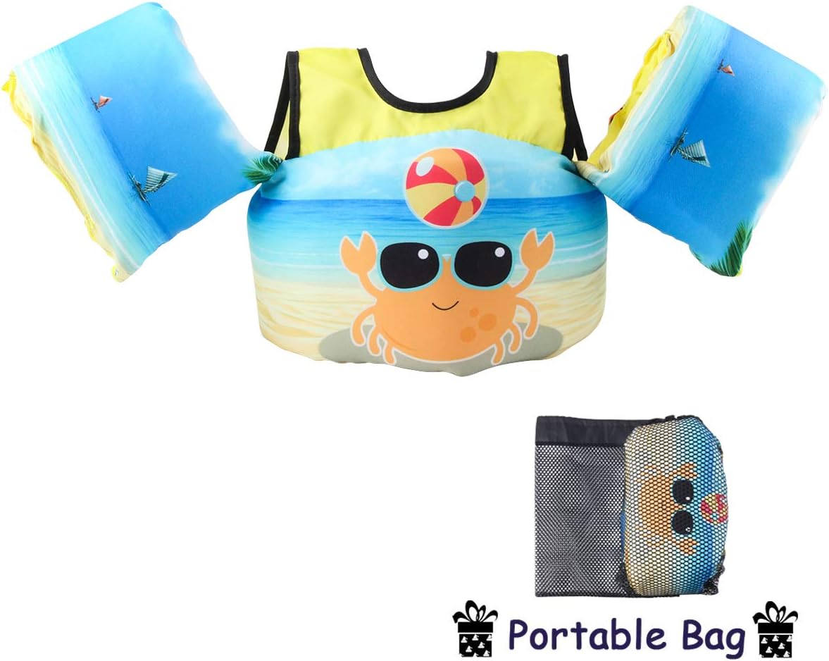 VIEKUU Toddler Swim Vest Child Life Jacket Arm Bands Baby Float Vest Swimming Pool Training Vest for Kids Learn to Swim 2-6 Years Old(15-30KG)