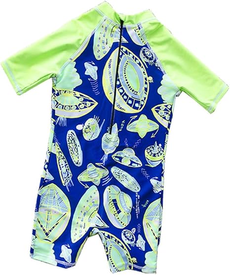 Amazon Co Jp 男の子水着 子供の水着半袖ワンピース男の子と女の子水着 Uv保護 Color Green Size M ホーム キッチン