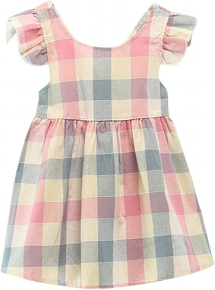Amazon Co Jp Plus Nao プラスナオ ワンピース キッズ ベビー 女の子 春 夏 フリル チェック柄 バッククロス バックボタン かわいい おしゃれ レトロ こ 服 ファッション小物