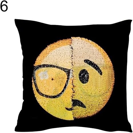 Amazon Co Jp Minishop659 絵文字の表情 面白い絵文字 スパンコールクッションカバー ホーム ソファ 装飾 ska5hh26gz31zab5h0vh1 ホーム キッチン