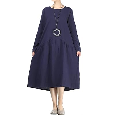 Mordenmiss Womens Pleated Mid Dress Cotton Linen Jamaica | Ubuy