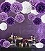 Tissue Paper Pom Poms, Recosis Paper Flower Ball for Birthday Party Wedding Baby Shower Bridal Shower Festival Decorations, 18 Pcs - Purple, Lavender and White