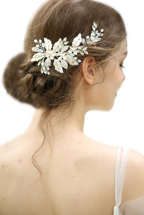 Hair Clip Sliver Meiysh Bridal Flower Side Hair Clips Pearl