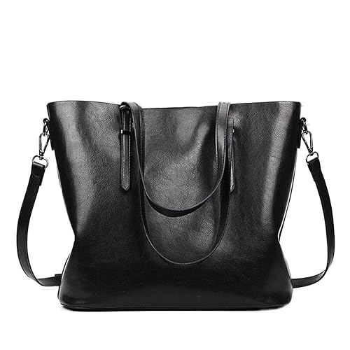 Tomtopp Oil Wax Leather Shoulder Handbags Women Big Capacity Shopping Satchel Totes