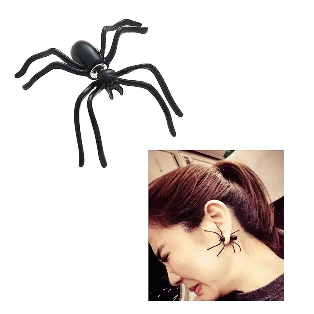 MAKFORT Halloween Spider Earrings for Unisex Fashion Black Earrings 1 Pair
