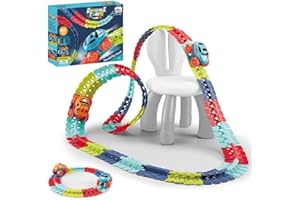 BYSKU Changeable Track with LED Light-Up Race Car, Anti Gravity Car Track Set Flexible Race Car Ramps Track, Educational Puzzle Track Car Play Set Toys for Kids 3+ Year Old Boys Girls