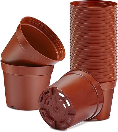 Muzhira Seed Starting Pots 15.5cm, 20 Pcs Plastic Nursery Seedling Pots