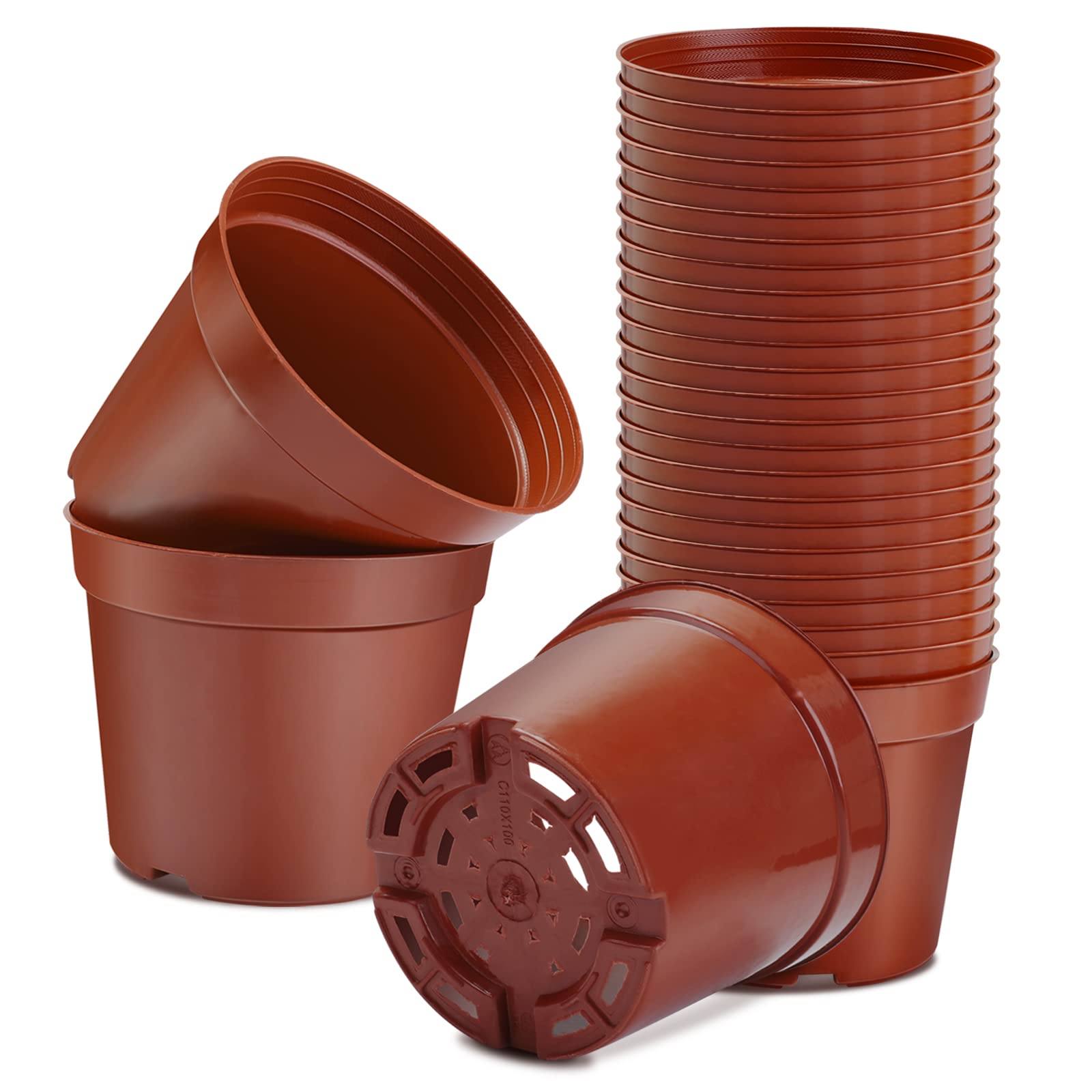 Muzhira Pots for Seed Starting/Cuttings, 13.6cm 20pcs Plastic Plant Nursery Pots,Seed Starting Pot Flower Plant Container for Seedlings, Cuttings, Transplanting
