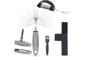 PKPKAUT Bendable/Weighted Forks for Hand Tremors, Adaptive Handicap Fork for Parkinsons Patients, Parkinson Curved Fork for Shaking Hands, Liftware Angled Arthritis Fork for Adults Disabled Elderly