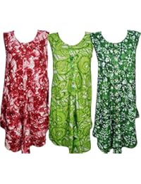 Lots Of 3 Womens Beach Cover Up Sundress Button Front Sleeveless Swing Caftan Tank Dress L/M