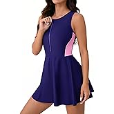 beautyin Womens One Piece Swim Dress Athletic Swimsuits Modest Bathing Suit 2026 Zip Up Swimdress