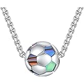 URONE Soccer Necklace 925 Sterling Silver Soccer Ball Pendant Soccer Fan Jewelry Gift for Boys Men Women