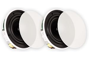 Theater Solutions TSQ670 In Ceiling 70 Volt 6.5" Speakers Quick Install Pair , White