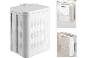 Grey White Collapsible Wall Mounted Trash Can for Kitchen & Bathroom – Space-Saving Foldable Hanging Waste Bin, Under Sink Co