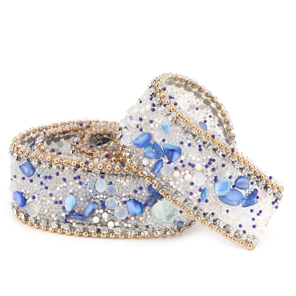 Jectse 2.5cm Diamond Ribbon Wrap,DIY Craft Cloth Rhinestone Chain Trim,Wedding Clothes Dress Trim Shoes Bracelets Necklace Paste Decorations(F)