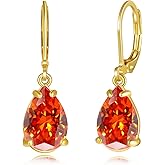 CiNily Leverback Dangle Drop Earrings for Women Girls 14K White/Gold Plated Teardrop Earrings Cubic Zircon Hanging Lever Earrings Fashion Graduation Party Weddings Jewelry Gifts