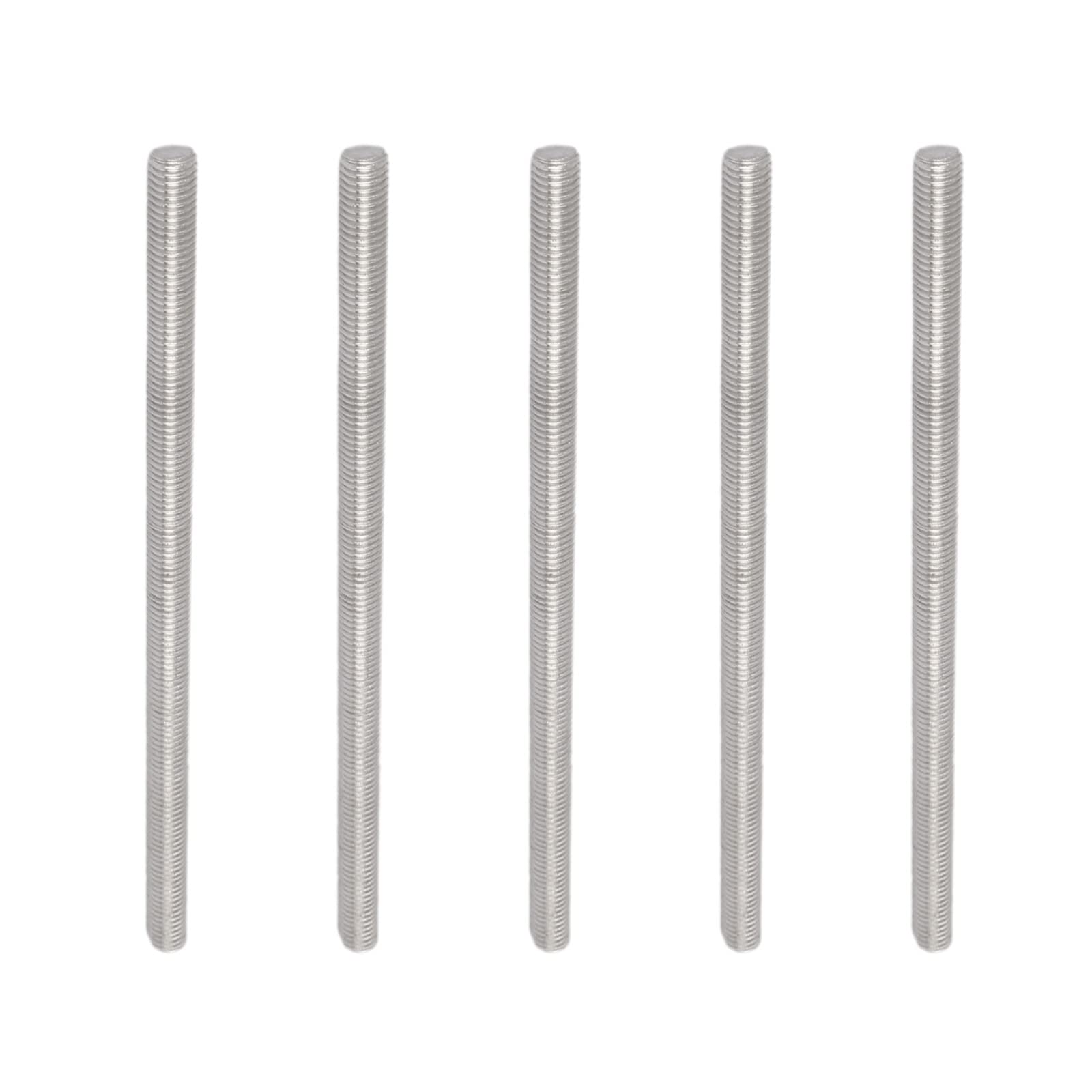Rebower Fully Threaded Rod 304 Stainless Steel Right Hand Rod Bar Studs, [for Hangers and Clamps and U-Bolts] - M10 x 200mm Male Threaded /Silver/5Pack