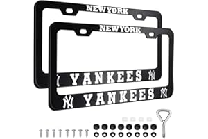 AOOBLE 2PCS Black License Plate Frames, Car License Plate Bracket Holder, Premium Aluminum Alloy Weather Proof License Plate Covers with Screw Caps Cover Set Car Accessories