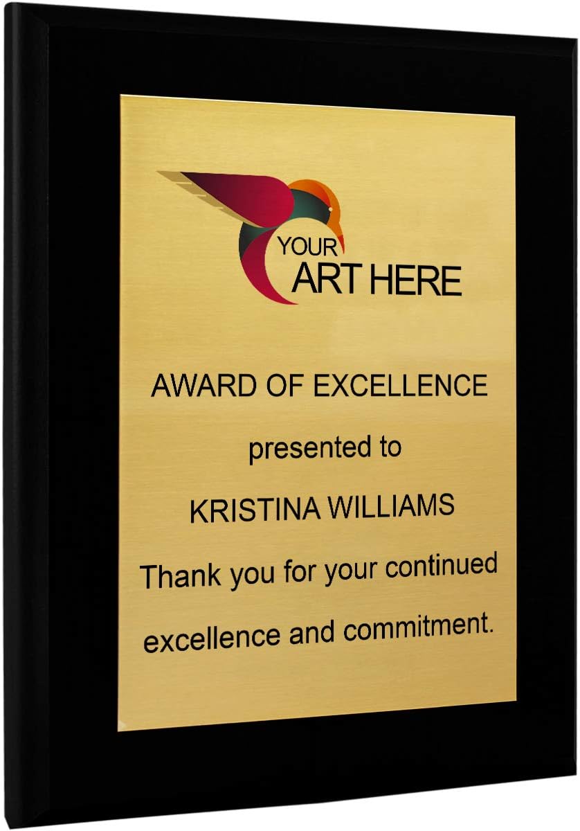 Plaques & Wall Art - Custom Aluminum Metal Award Plaque with Full Color Printing - Include Photos Or Logos and Your Personal Text (7 x 9