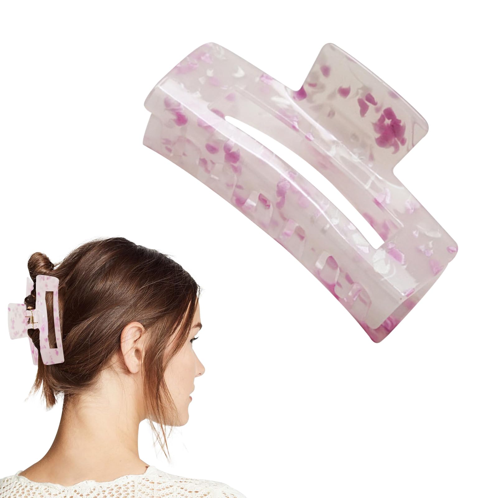 Hair Claw Clip,Large Hair Clips Women,Non-Slip Claw Clips Pink Acrylic Hair Clip Strong Hold Jaw Clips for for Women and Girls Straight, Curly & Wavy Hair,Hair Accessories