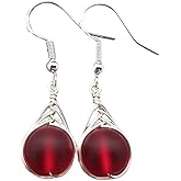 Yinahawaii Handmade Sea Glass Earrings, Hawaiian Jewelry for Women, Braided Small Round Earrings, Unqiue Sea Glass Jewelry For Women Custom Birthday Gift For Women