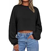 Trendy Queen Cropped Sweatshirts for Women Oversized Crewneck Sweaters Long Sleeve Tops Fall Winter Clothes 2026