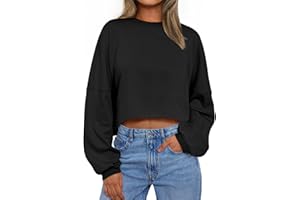 Trendy Queen Cropped Sweatshirts for Women Oversized Crewneck Sweaters Long Sleeve Tops Fall Winter Clothes 2025
