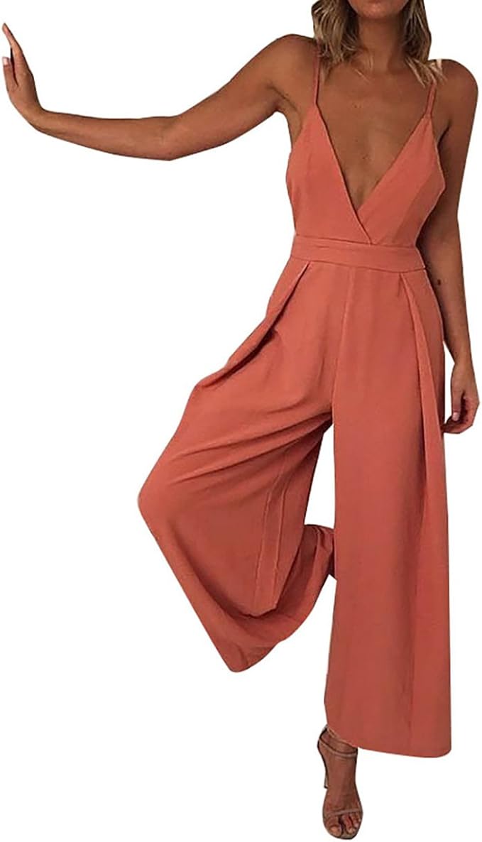 Nicticsi Damen Jumpsuit - Ärmelloser Overall Mit V-Ausschnitt Für Business & Abend