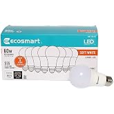 EcoSmart 9.7 Watt (60W Equivalent) Soft White A19 Non-Dimmable LED Light Bulb 1 Box (8 Bulbs Total)