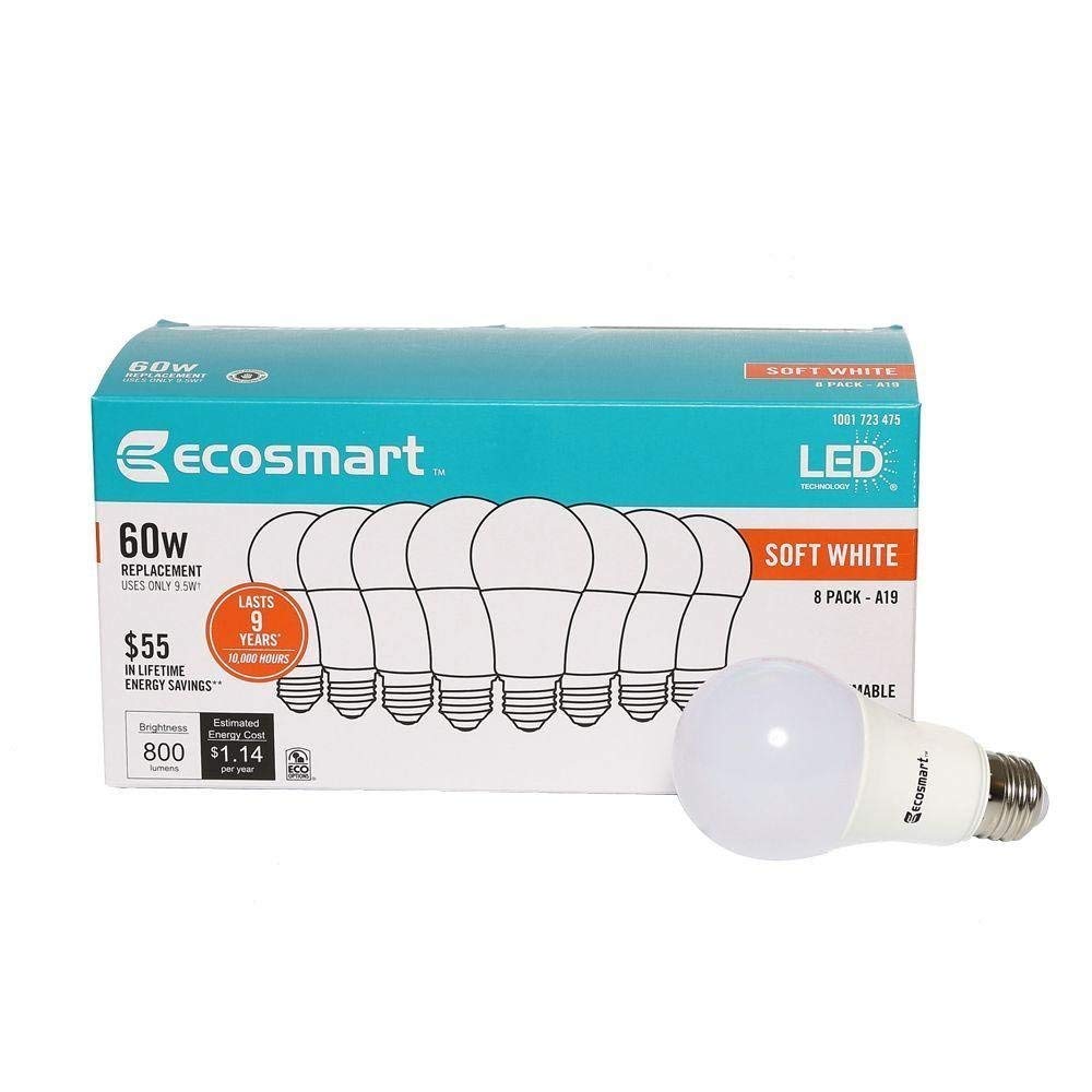EcoSmart 9.7 Watt (60W Equivalent) Soft White A19