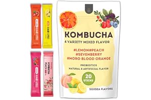 UNHA'S ASIAN SNACK BOX Unha's Kombucha Tea, 4 Flavor/20 Sachets (100g/3.52oz) Probiotics, Prebiotics, Sugar Free, Diet Tea, Healthy Drink Variety Pack